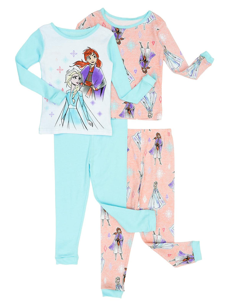 Disney Frozen Girls' 4 Piece Cotton Pajama Set