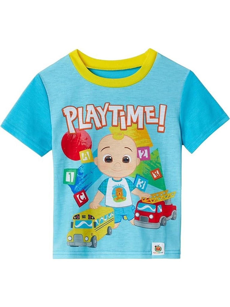 CoComelon Boys Pajamas for Toddler Kids | 4 Piece Sleepwear Sets for Toddler Boys Pajama Bottoms and Sleep Shirts Green-Blue