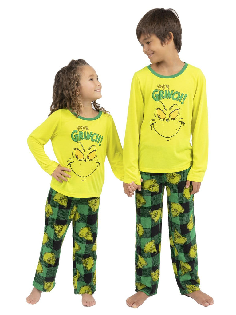 Dr. Seuss 100% Grinch Family Matching 2 Piece Pajamas Sets for Men, Women, Children, and Pet