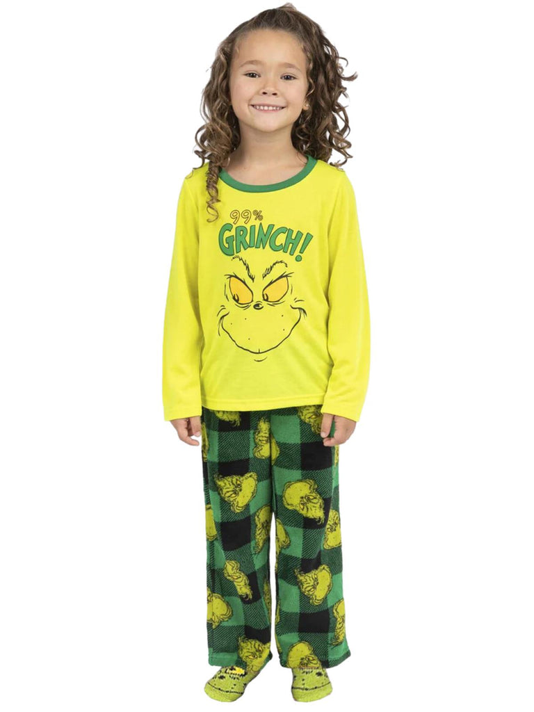 Dr. Seuss 100% Grinch Family Matching 2 Piece Pajamas Sets for Men, Women, Children, and Pet