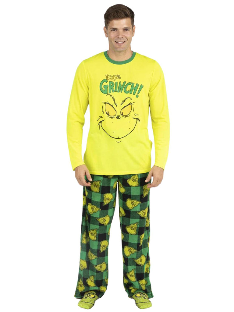 Dr. Seuss 100% Grinch Family Matching 2 Piece Pajamas Sets for Men, Women, Children, and Pet