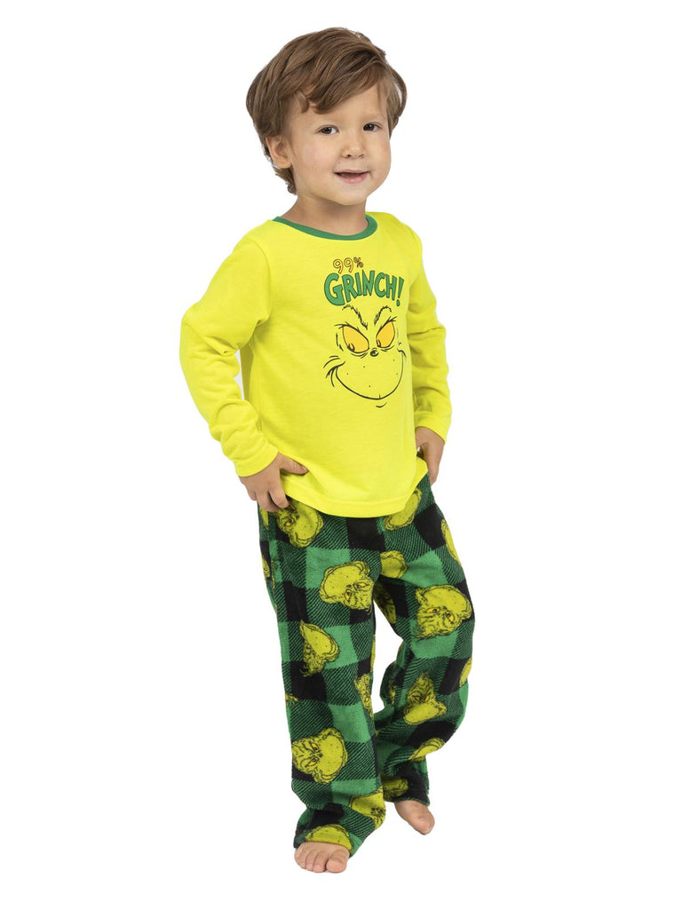 Dr. Seuss 100% Grinch Family Matching 2 Piece Pajamas Sets for Men, Women, Children, and Pet