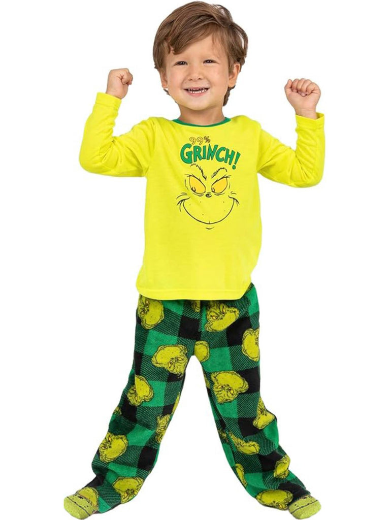 Dr. Seuss 100% Grinch Family Matching 2 Piece Pajamas Sets for Men, Women, Children, and Pet