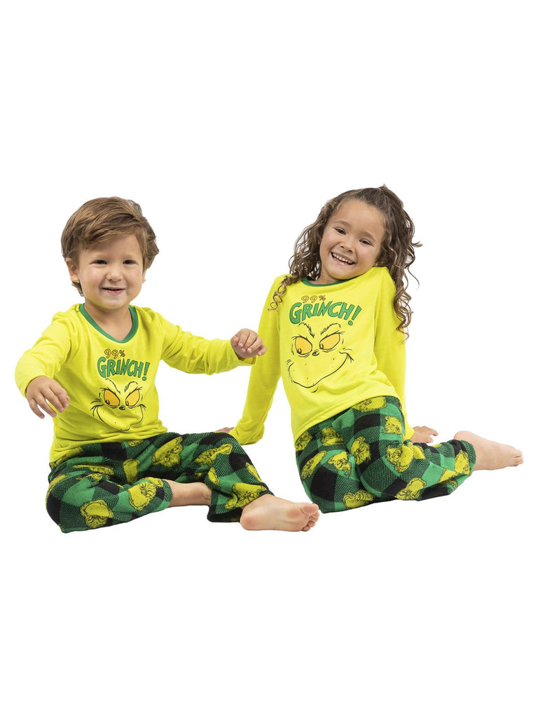 Dr. Seuss 100% Grinch Family Matching 2 Piece Pajamas Sets for Men, Women, Children, and Pet