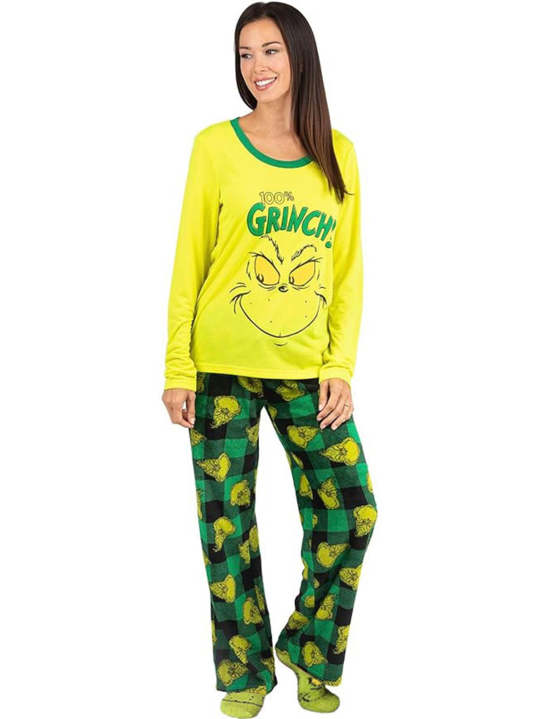 Dr. Seuss 100% Grinch Family Matching 2 Piece Pajamas Sets for Men, Women, Children, and Pet