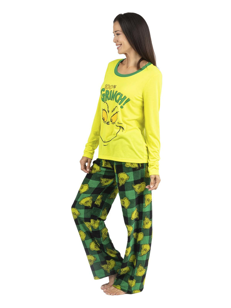 Dr. Seuss 100% Grinch Family Matching 2 Piece Pajamas Sets for Men, Women, Children, and Pet