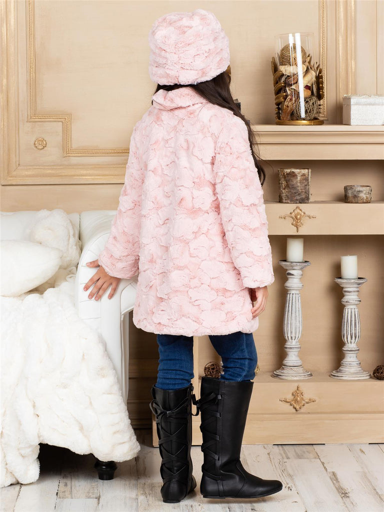 Widgeon Girls Cloud Faux Fur Flounce Skirt Bottom Coat Coral