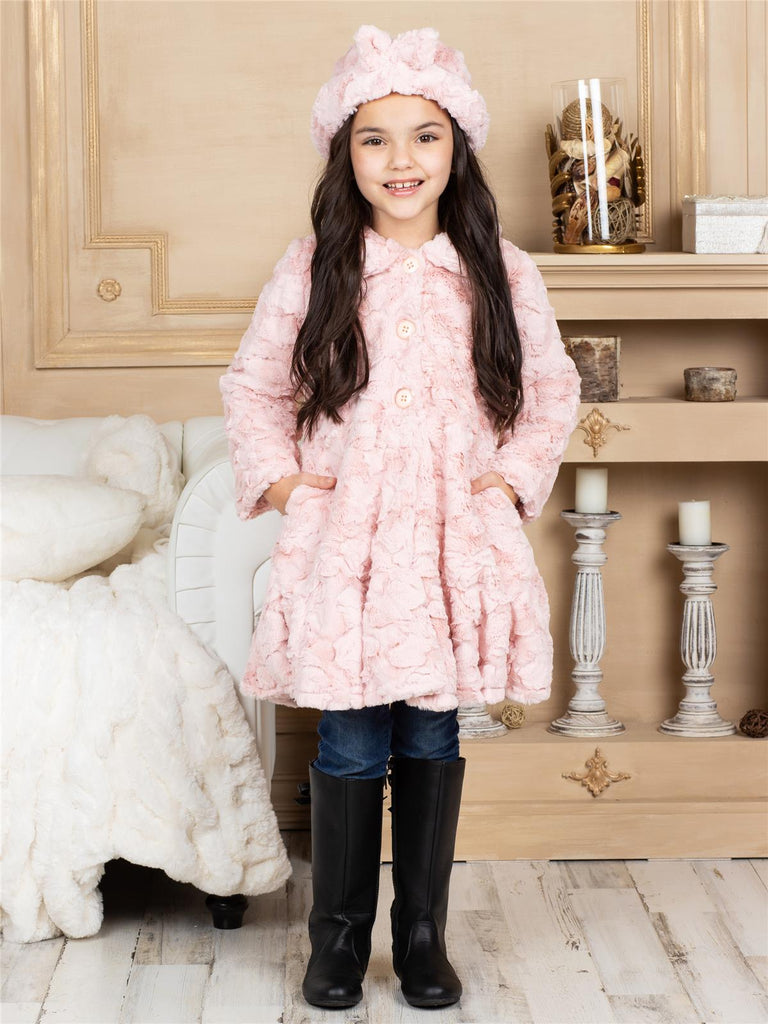 Widgeon Girls Cloud Faux Fur Flounce Skirt Bottom Coat Coral