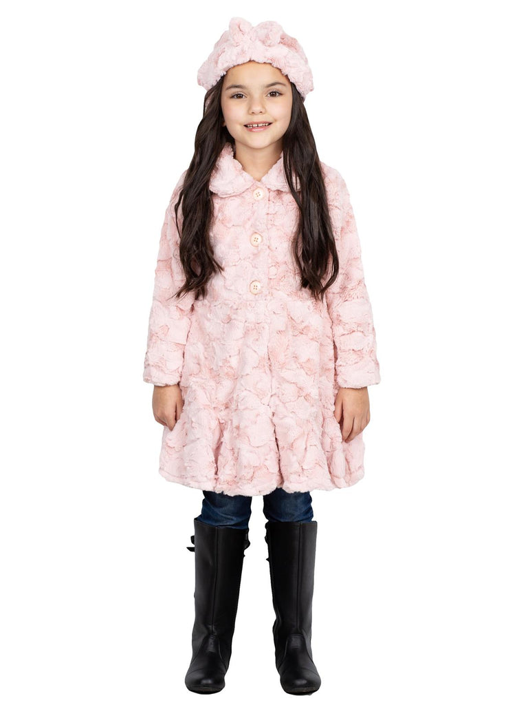 Widgeon Girls Cloud Faux Fur Flounce Skirt Bottom Coat Coral