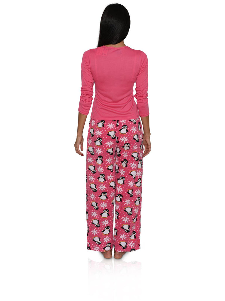 Prestigez Just Chillin Women's Penguin Lounge Pajama Pink