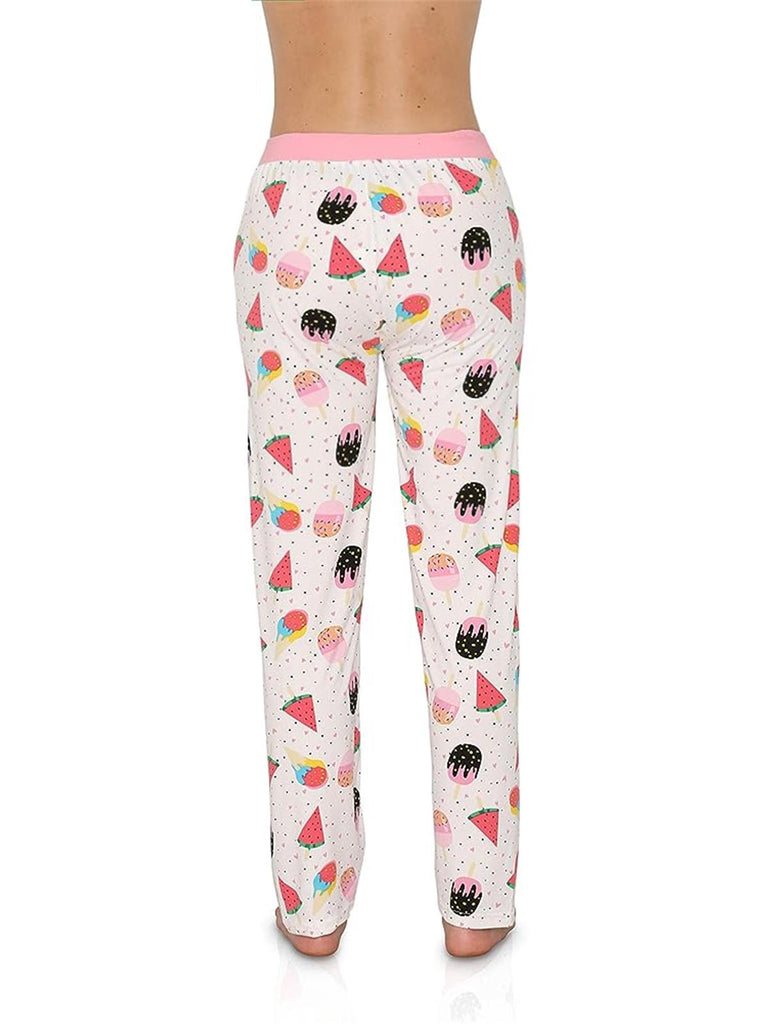 Women's Victoria Collection Super Soft Lounge Pajama Pants, White Ice Cream Print