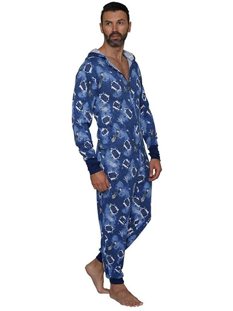 Doctor Who Hooded Galaxy Sonic Screwdriver Lounger Union Suit Onesie Pajama