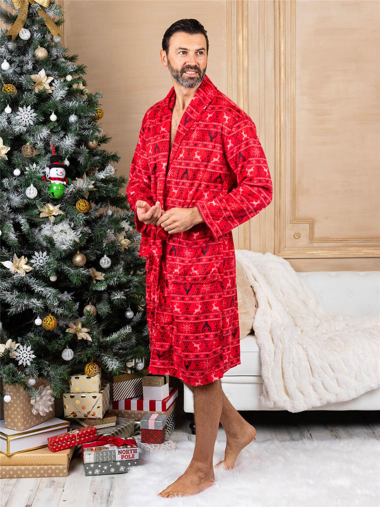 Intimo Men's Red Fairisle Family Pajama Robe