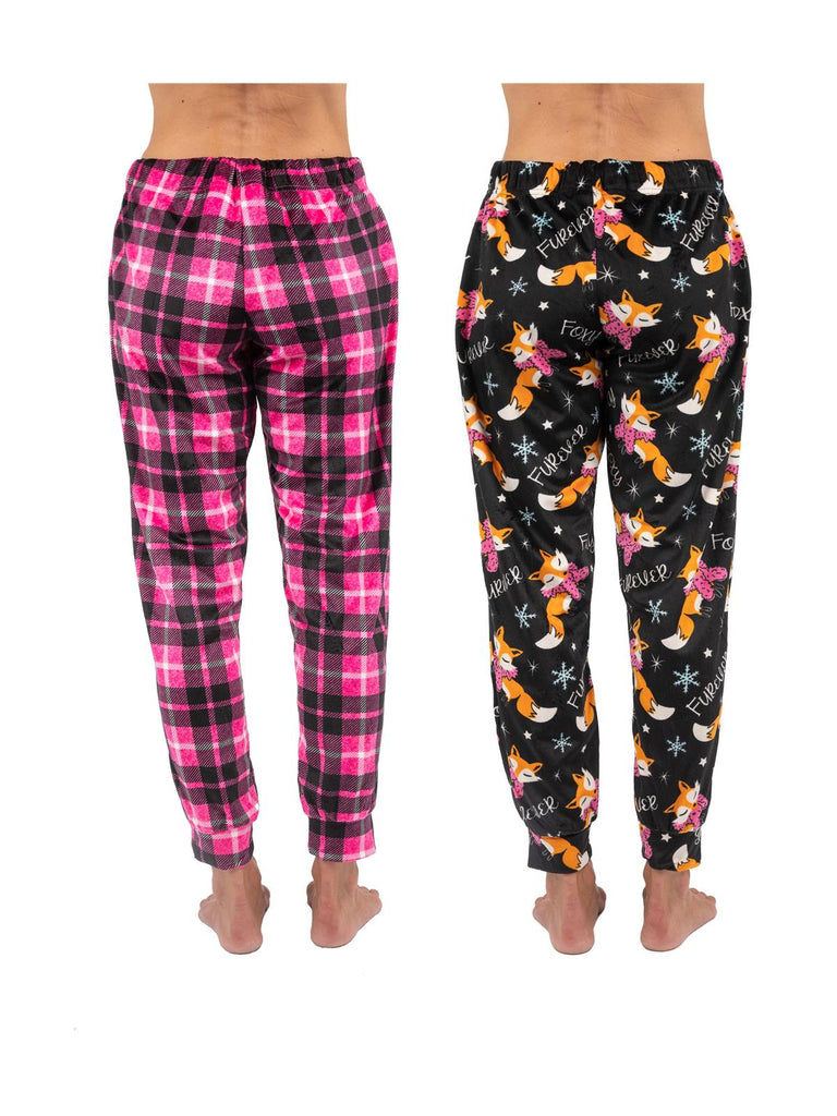 Christmas Themed Women's Plush Jogger Pajama Pants Pack of 2