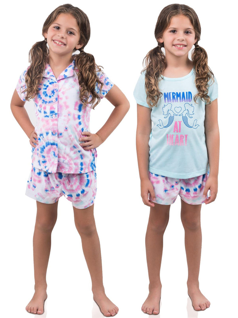 Girls 3 Piece Button Down Coat Pajama Set