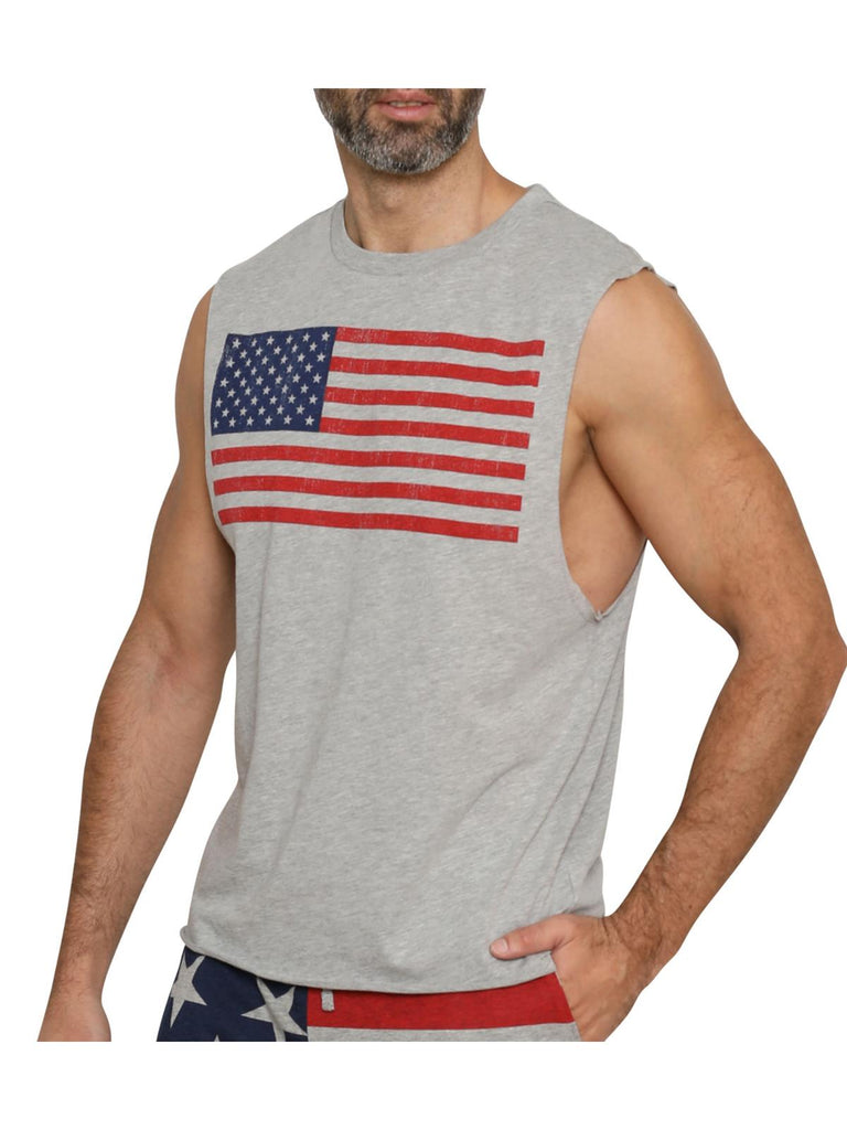 Men's Patriotic Pajama Lounge Tank Top And Shorts American Flag Loungewear