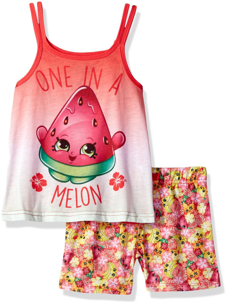 Intimo Big Girls' Shopkins One in a Melon Pajama Tank Top Set, Red