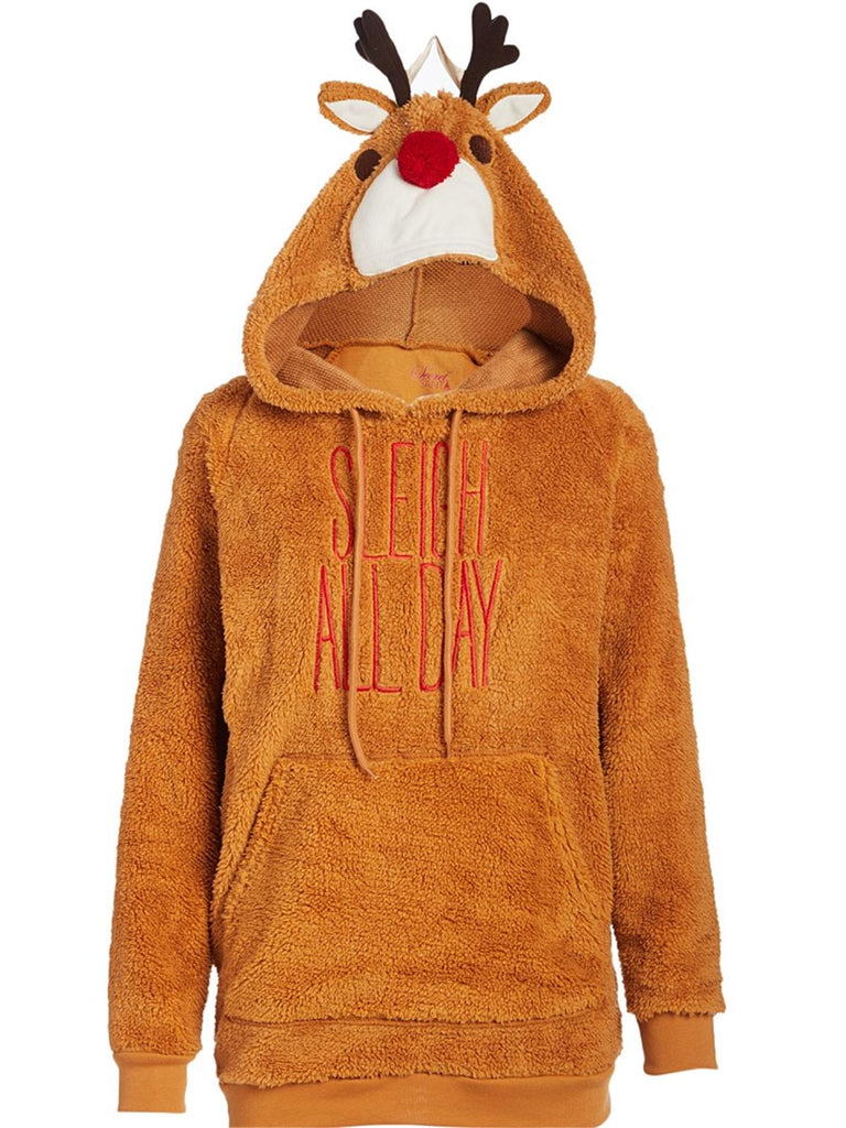 Secret Santa Reindeer "Sleigh All Day" Woman Hoodie