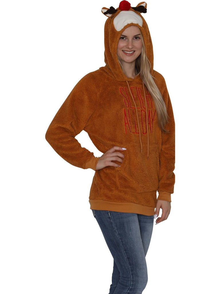 Secret Santa Reindeer "Sleigh All Day" Woman Hoodie 