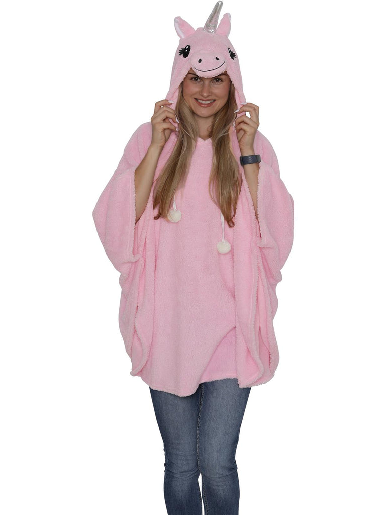 Secret Santa Woman Pink Unicorn Poncho