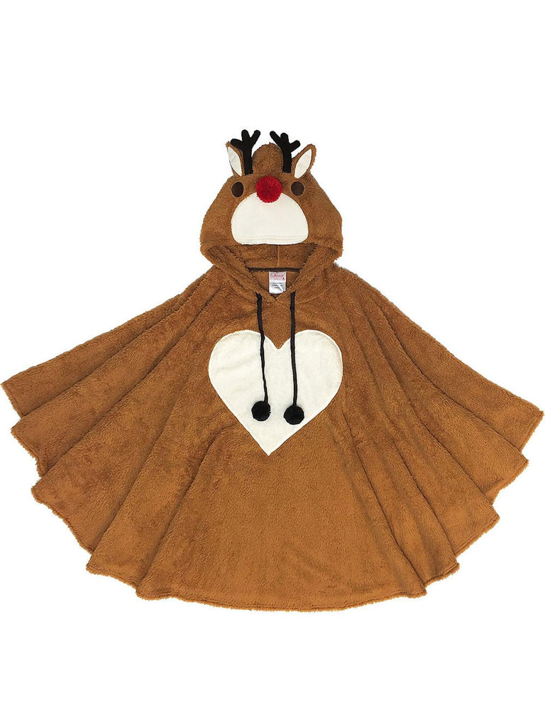 Secret Santa Woman Brown Deer Poncho