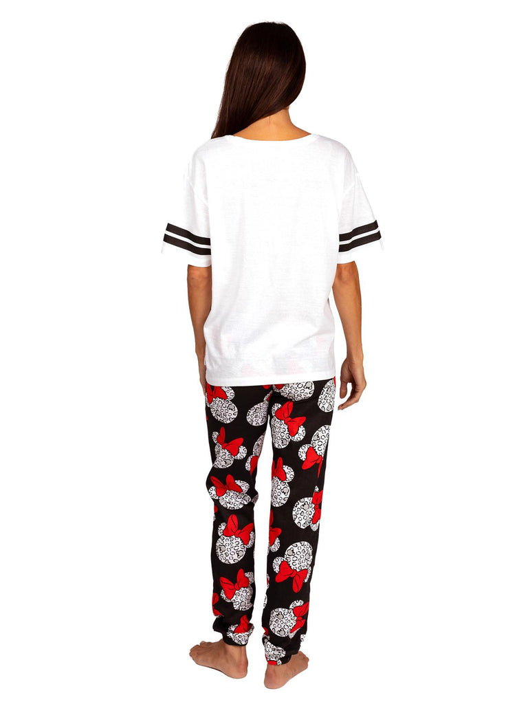 Disney Minnie Mouse Women's 2 Piece Pajama Set Varsity Tee & Joggers