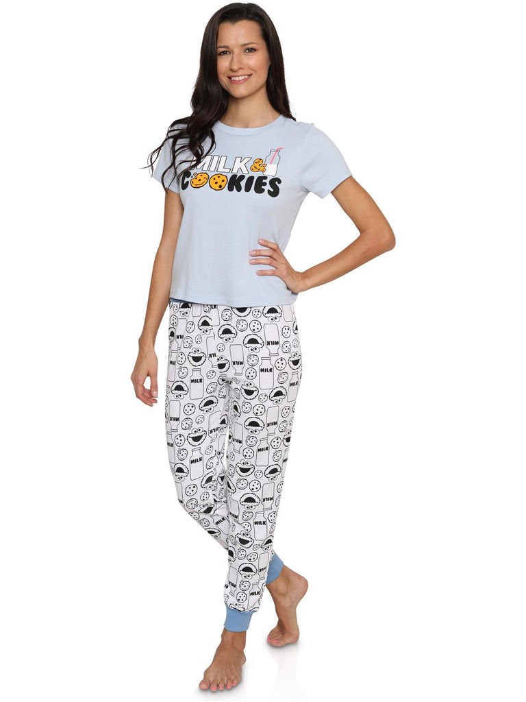 Sesame Street Cookie Monster Mommy and Me Women's Pajama 2 Piece Set