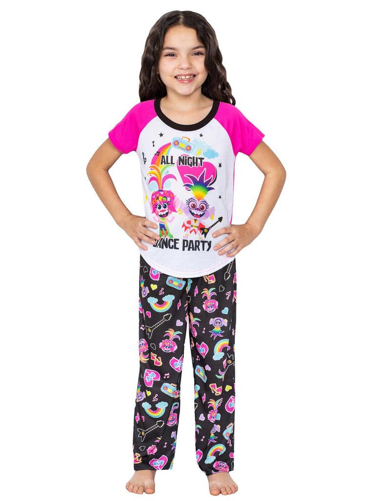 Trolls World Tour Girls' 3 Piece Pajama Set Sleepwear, All Night Dance Party