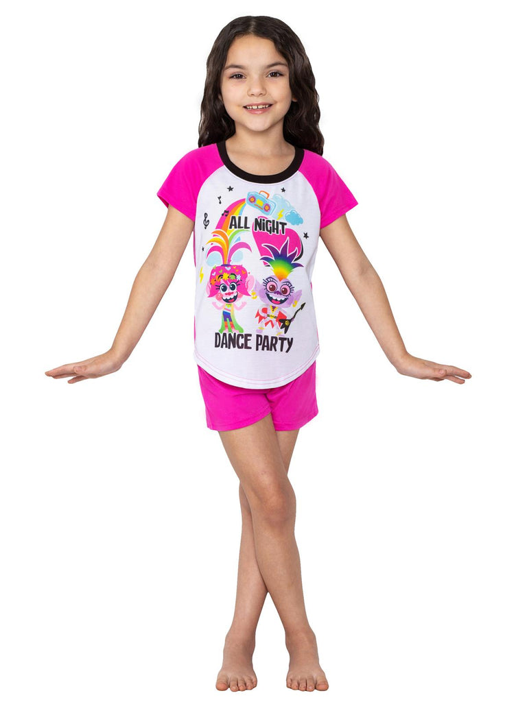 Trolls World Tour Girls' 3 Piece Pajama Set Sleepwear, All Night Dance Party